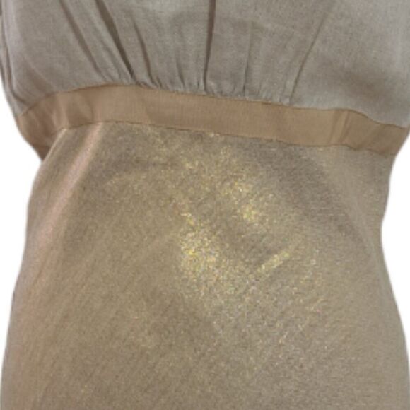 Tory Burch Women's Estee Dress Linen Gold Bias Cut Sleeveless Party Cocktail 10 - Picture 4 of 11
